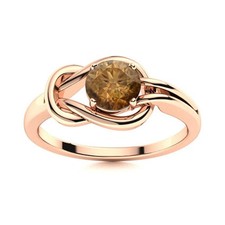 5MM Round Smoky Quartz Infinity Love Knot Ring 925 Sterling Silver Rose Plated
