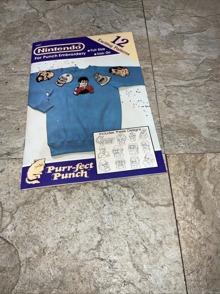 RARE Vintage Nintendo Punch Embroidery 64251 Purr-fect Punch Punch-Out 1990 - Image 2 of 3