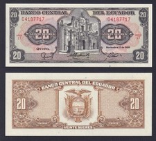 Ecuador 20 Sugar Banknote 1988 P.-121Aa SDS/UNC