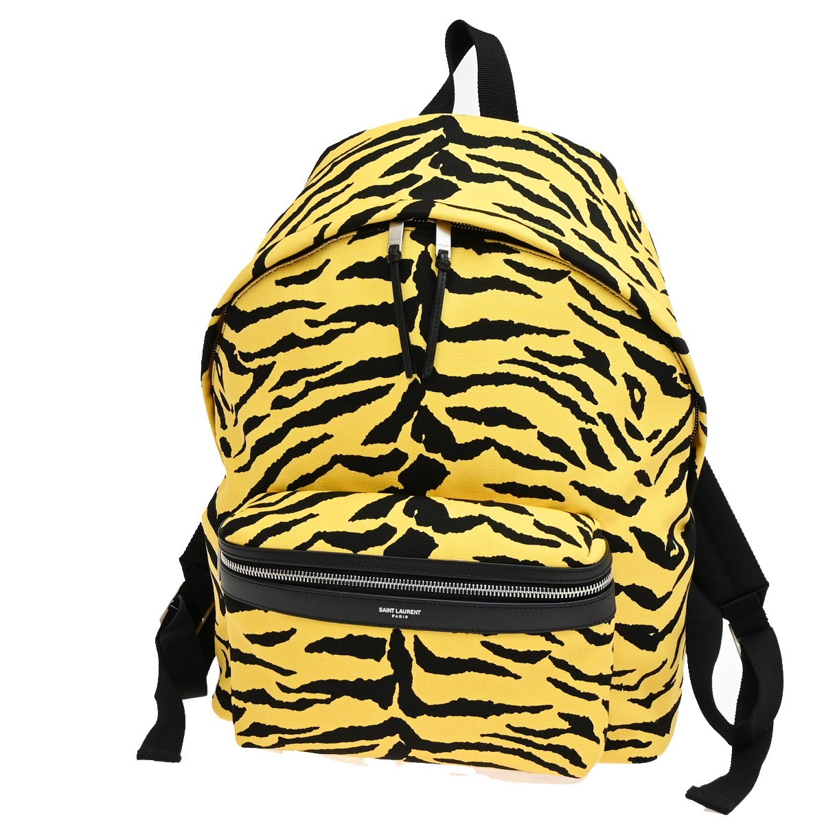 Borsa zaino Saint Laurent logo zebrato tela pelle giallo nero 85RL233