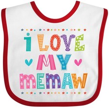 Inktastic I Love My Memaw Gift For Granddaughter Baby Bib Grandmother Grandkids