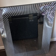 Rectangular Wall Mirror 60x39cm Modern Silver/Black Striped Framed Glass