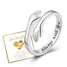 ACJFA S925 Sterling Silver Adjustable Hug Rings for Granddaughter Gifts
