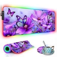 RGB Gaming Mouse Pad with Coffee Coaster, XXL Large Glowing LED Mousepad, Ant...