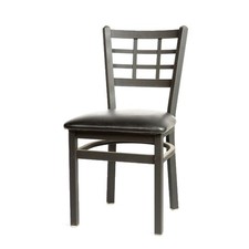 Oak Street Mfg SL2163BLK Windowpane Chair w/Black Vinyl Seat