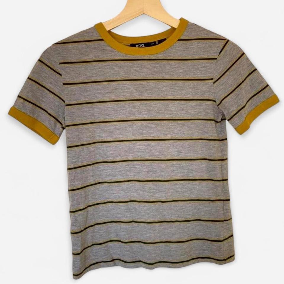BDG Yellow Grey Green Striped Ringer Tee XXS