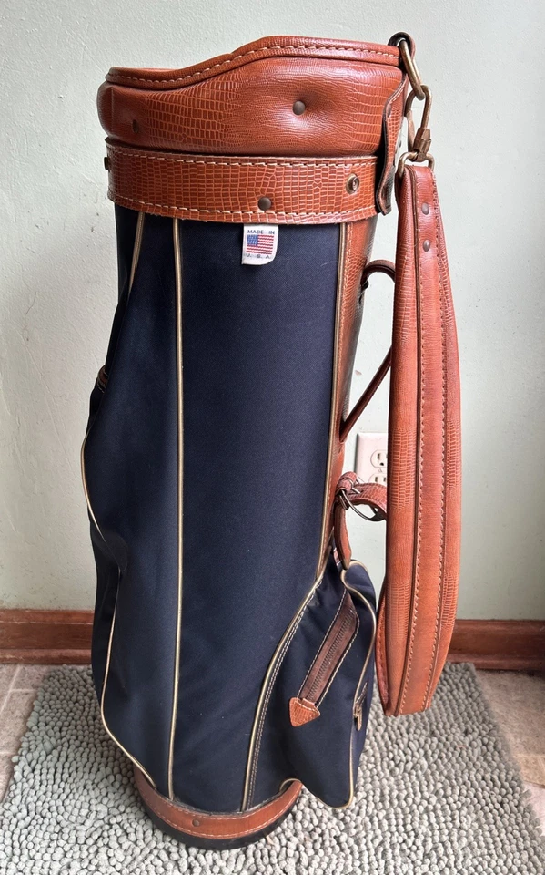 Bolsa de golf Arnold Palmer vintage con divisor de 15 ranuras imitación cuero de cocodrilo. Foto 3 de 4