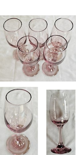 Vintage Libbey PINK Wine Glasses 8 oz. EXCELLENT 5-Piece Set USA