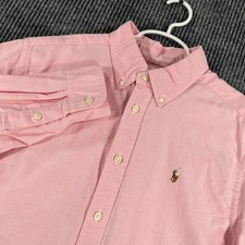 Ralph Lauren Shirt Youth Boys Size 18 Pink Long Sleeve Button Down Flesh Pony
