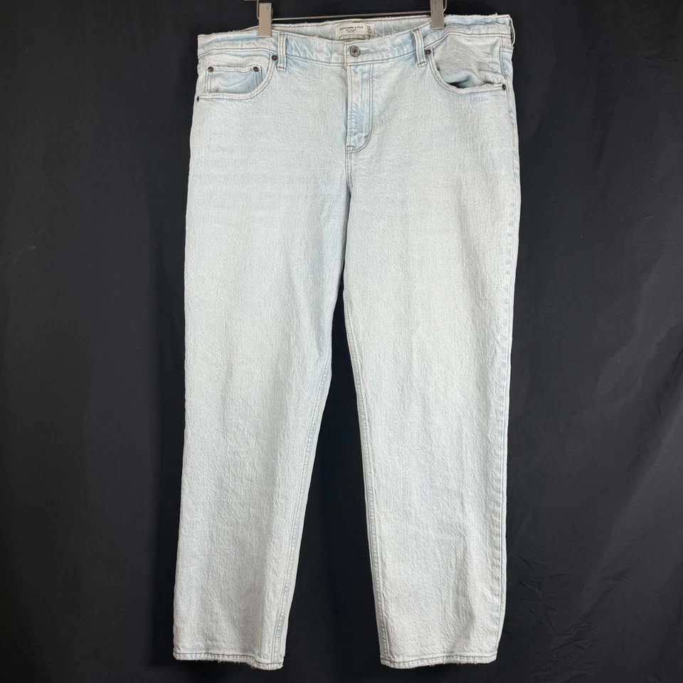 Abercrombie Und Fitch Damenjeans Größe 42 18 Hellblau Gerade Bein Mid-Rise - Bild 4 von 4