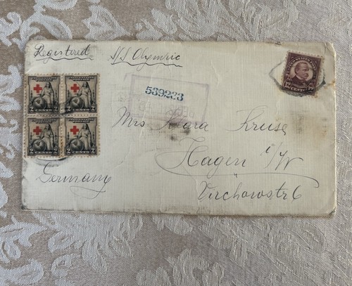 1931 WHITE STAR LINE RMS OLYMPIC MAIL COVER NY CANCEL