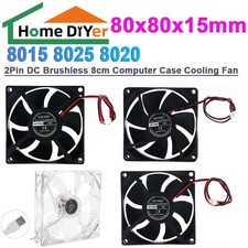 2Pin DC Brushless 8cm 80x80x15mm 8015 8025 8020 Computer Case Cooling Fan