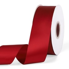 Wine Red Satin Ribbon 2 Inch x 50 Yards Double Faced Fabric Gift Wrap Bow