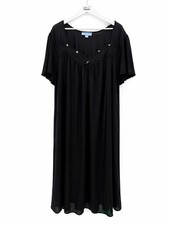 Only Necessities Black Nightgown Nylon Dress Size 3X Plus Floral Embroidered