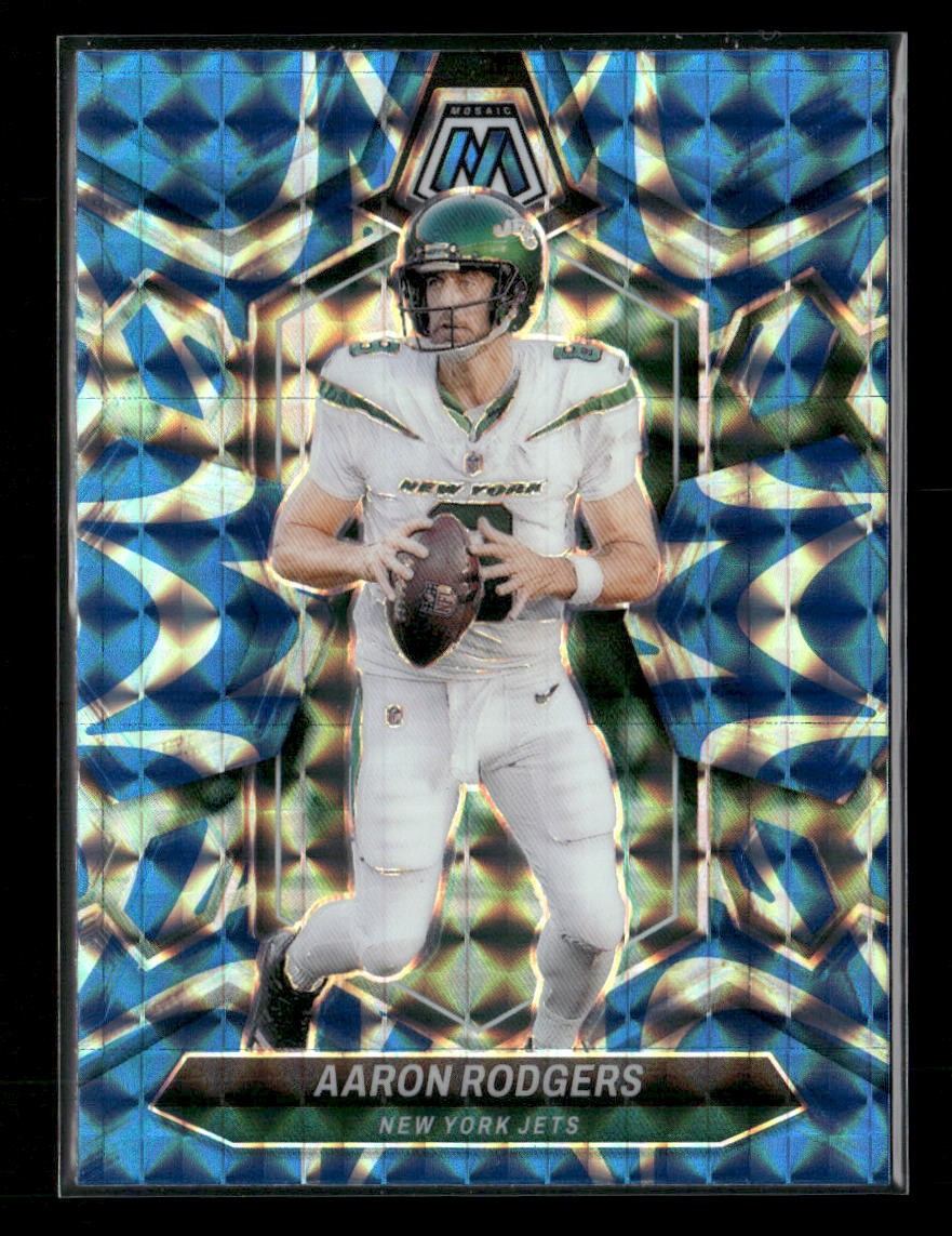 2024 Panini Mosaic #169 Aaron Rodgers Mosaic Reactive Blue
