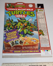 VTG 1990 Teenage Mutant Ninja Turtles Empty Cereal Box Movie Trading Cards 1980s