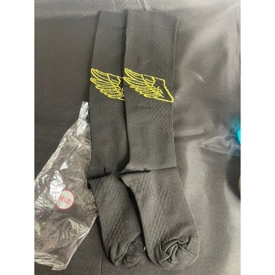 Knee High Sock w/ Yellow Winged Design - Black, S/M 1 Pair