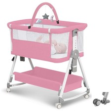 Baby Bassinet,3 in 1 Bedside Bassinet for Baby with Hanging Toys