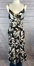 Tabitha Brown for Target Black Cream Botanical Tie Front Midi Dress Womens XXS