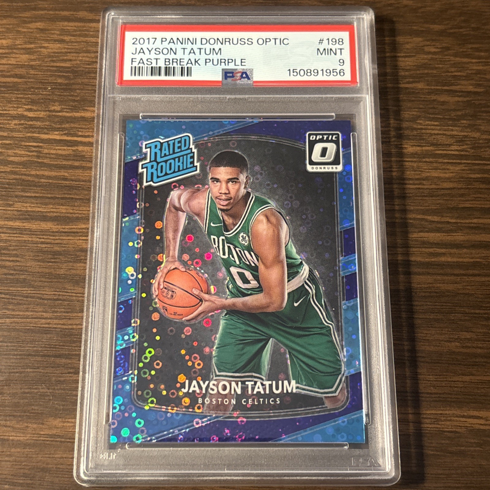 2017 Donruss Optic Jayson Tatum RC Rated Rookie Fast Break Purple /155 PSA 9 view 1