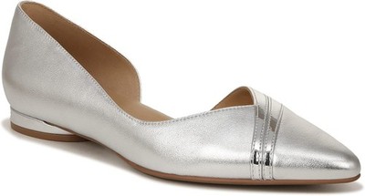Naturalizer Women's Henrietta D'Orsay Pointed Toe Ballet Flat Silver Leather 7W