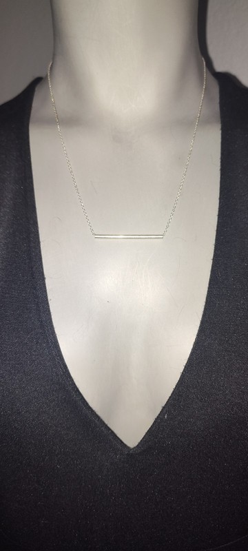 Sterling Silver RJ  Hollow Bar Necklace