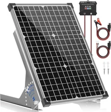 30W Solar Panel Kit, 12v Battery Trickle Charger Maintainer 30W, Silver 