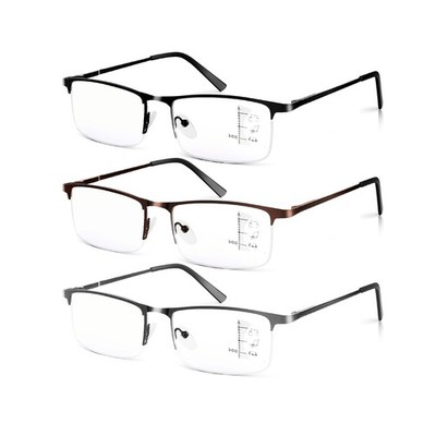 Men's Classic Reader,ultralight Half Frame Progressive Multifocus Reading Gla...