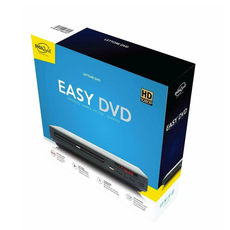 Lettore DVD DVX HDMI USB Display DVD CD MP3 MP4 Telecomando Digiquest EasyDVD - Immagine 4 di 4