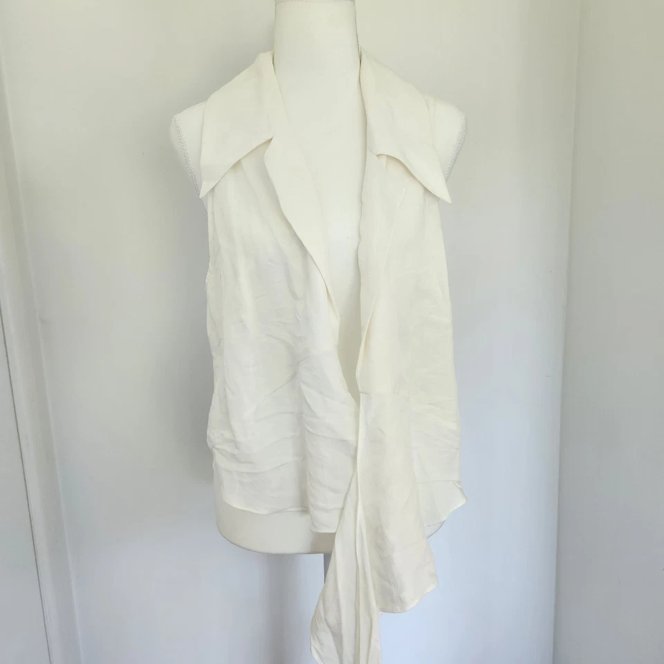 Sheike Size 16 Linen Blend Wrap Top Ivory White