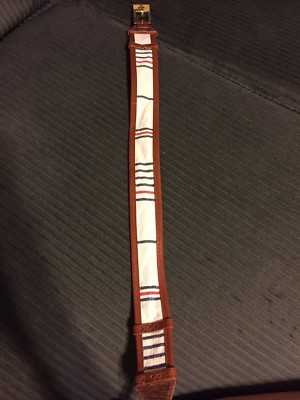NWT TORY BURCH DASH BELT LEATHER TRIM NAVY NATURAL RED  display picture 1