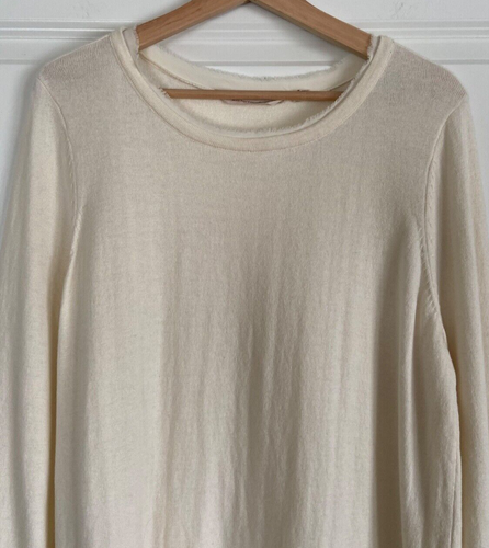 Soft Surroundings Cotton Cashmere Sweater Size L Cream Lace Trim Tunic Isabeau - Picture 3 of 15