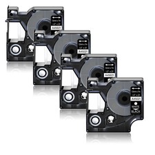 4PK 12mm White on Black DYMO D1 45021 LabelManager 100 200 300 Label Tape 0.47"