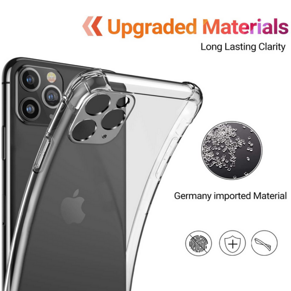 Clear TPU Case + Tempered Glass Screen Protector For IPhone 12/11/Pro/Max/XR/XS/X/8/7/Plus – Bundle