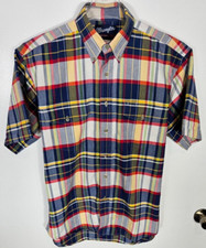 Wrangler Western Men's Size Multicolor Plaid Shirt SS Collared Button-Down