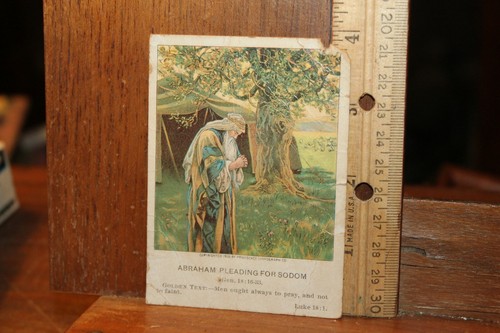 Antike viktorianische Sammelkarte Methodist Olivet Bildkarte Abraham Sodom