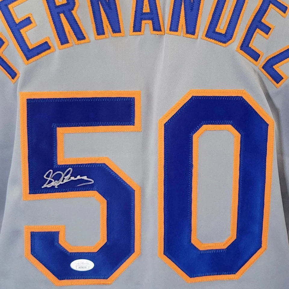 Camiseta de béisbol gris firmada por Sid Fernández de Nueva York (JSA) Foto 2 de 3