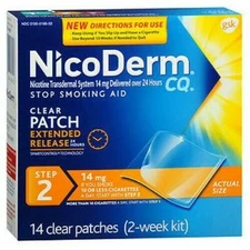 NicoDerm CQ Step 2 Clear Patches, 14mg - 14 Count