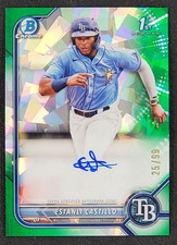 2022 Bowman Chrome Estanli Castillo GREEN ATOMIC REFRACTOR AUTO #25/99 Rays