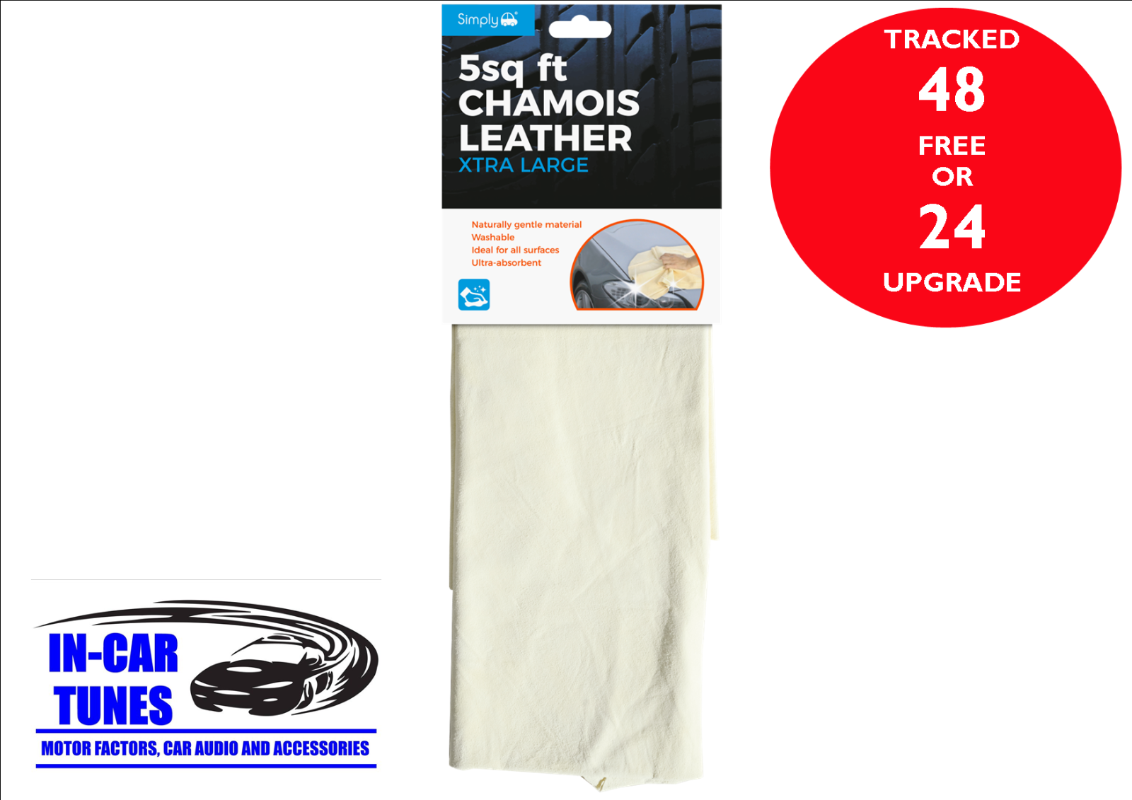 SIMPLY 5SQ FT Premium Chamois Leather Cleaning Drying Absorbent Shammy Washing