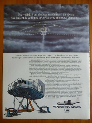 9/84 PUB LOCKHEED LINK C-130 HERCULES FLIGHT TRAINING CENTER SIMULATOR FRENCH AD