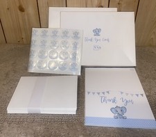VNS Baby Shower Thank You Card 60 Cards  Envelopes Elephant Stickers Blue Boy