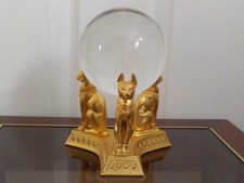 Rare Vintage Franklin Mint Egyptian Goddess Bastet Crystal Ball 24ct Gold Plate
