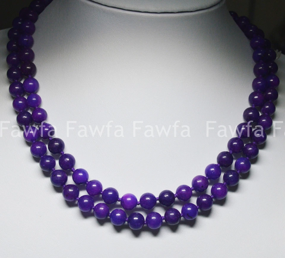 Collar de cuentas de piedras preciosas redondas Sugilita púrpura natural 8/10/12 mm África 16-48" AA Foto 4 de 4