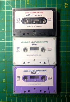 Set of 3x Test/Calibration audio tapes for mid/high class cassette equipment