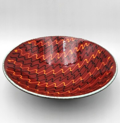 Vintage MCM Poole Pottery ''STROBE'' Pattern 13.5'' X 3.5'' Bowl Mid Century Modern