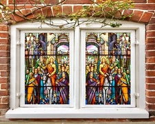 3D Crowd A326 Window Film Print Sticker Cling Stained Glass UV Sinsin