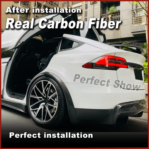For Tesla Model X 2016-21 REAL Carbon Wheel Eyebrow Arch Trim Fender Flares 6PCS - Picture 4 of 11