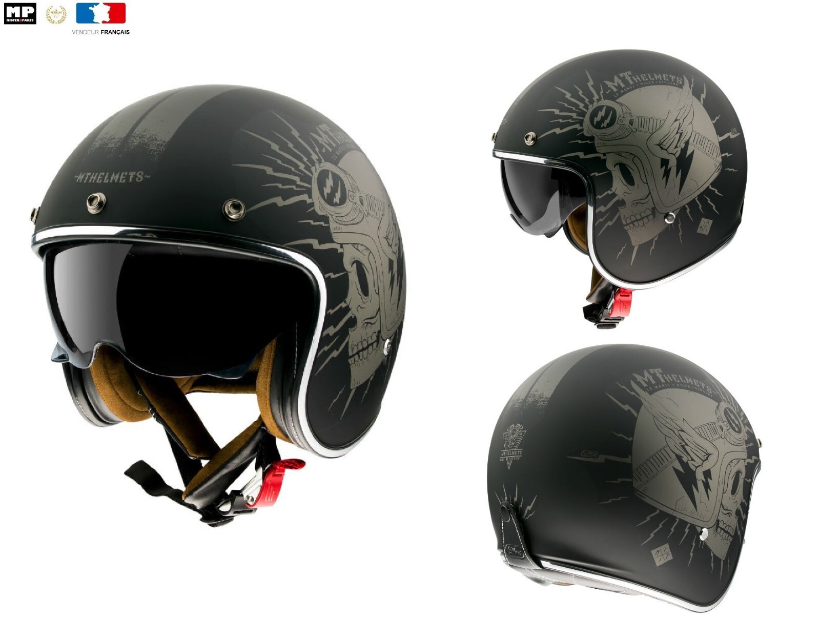 Casque jet MT Helmets Le Mans 2 SV Diler A2 de qualite superieure couleur noir mat