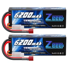 2x Zeee 2S LiPo Battery 6200mAh 60C 7.4V T Plug for RC Car Truck Truggy Hobby